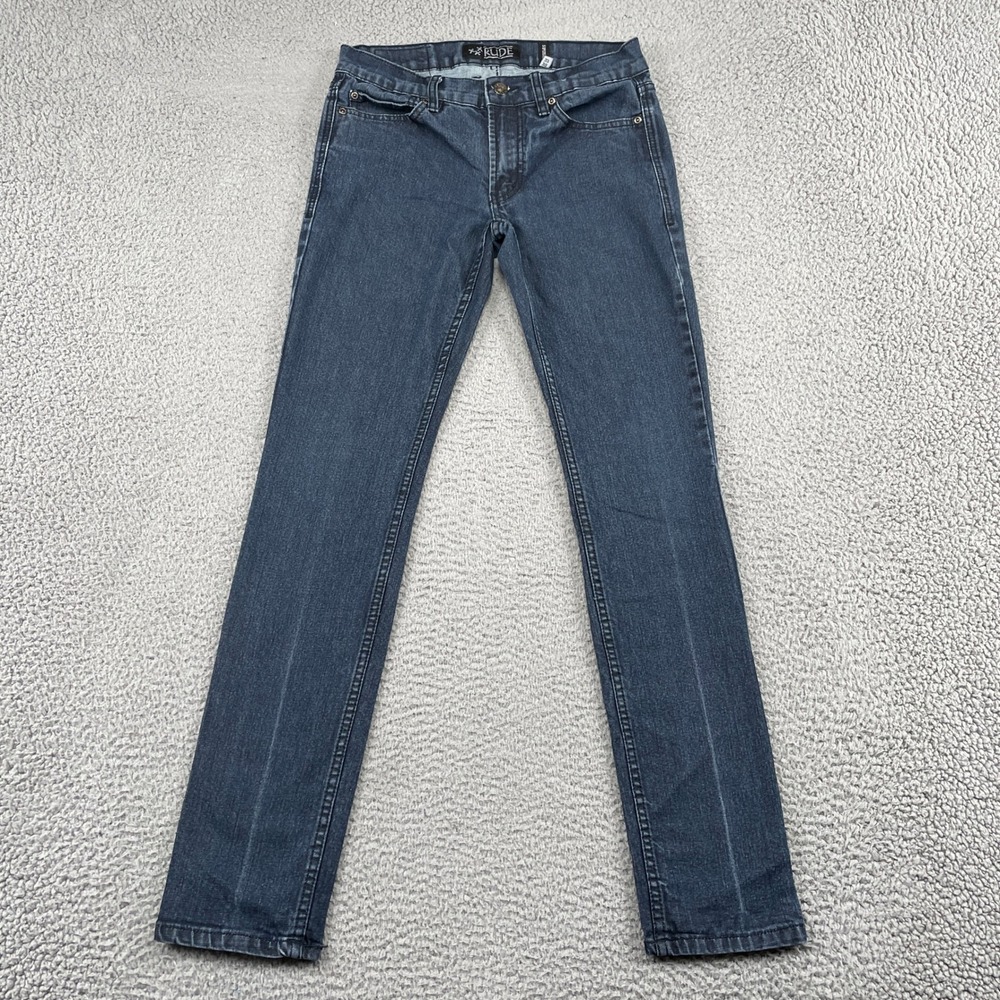 Rude Jeans Mens 30x32 Blue Super Skinny Dark Wash Denim Stretch Slim Fit Pants